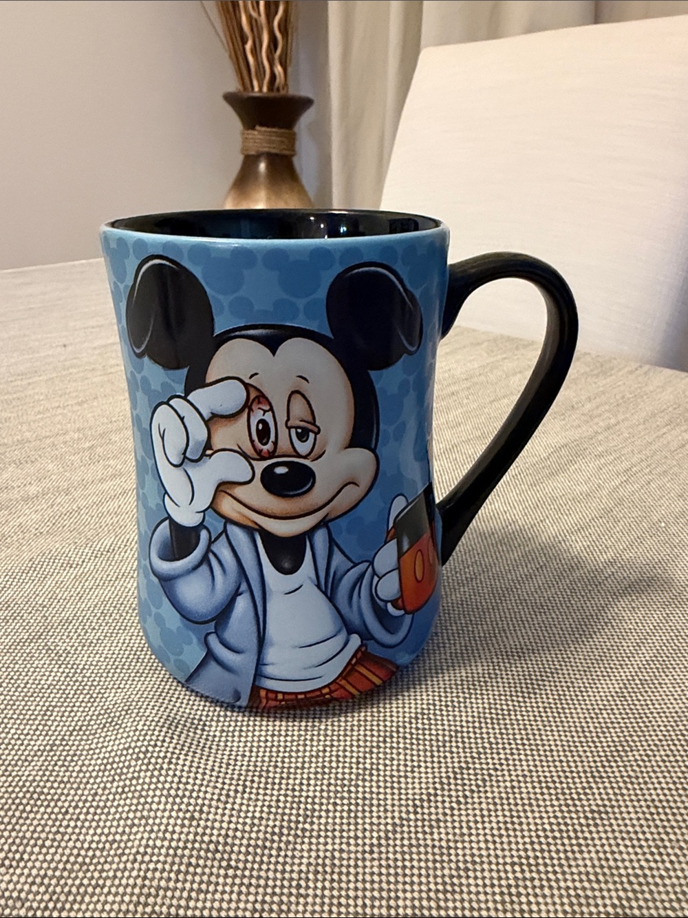 Disney Mickey Mouse Light Blue and Black Ceramic Mug with Character Artwork